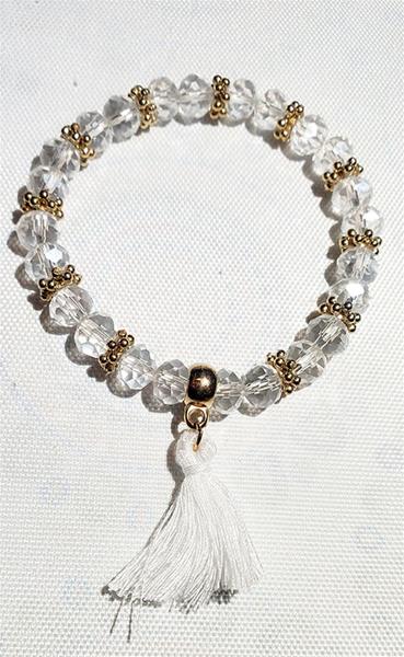 Clear bead and tassel bracelet