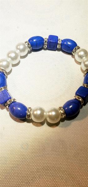 Beautiful Blue and Pearl Inspired Bracelet