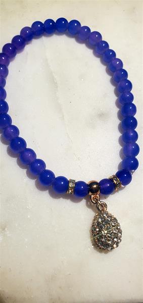 Blue Bead with Glitzy Charm Bracelet