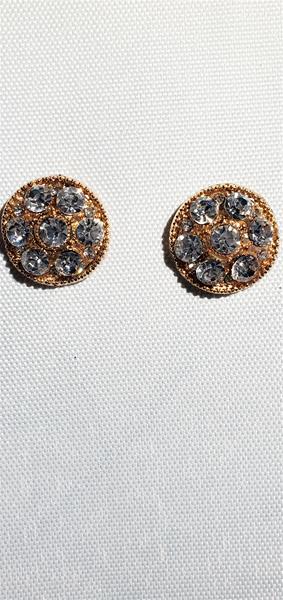 White Rhinestone Button Earrings