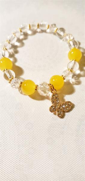 Bright Yellow With Mini Butterfly Charm Bracelet