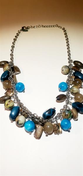 Blues and Earthy Beads Necklace