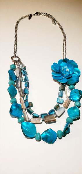 Bright Aqua Floral Necklace