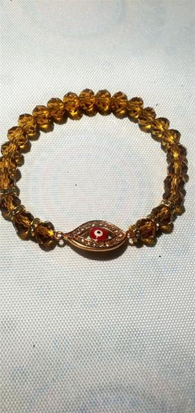 Amber Inspired Bead With Eye Of Intuition Bracelet