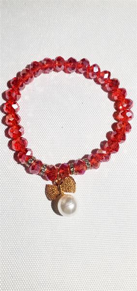 Sparkle Red Bead with Bow Charm Bracelet