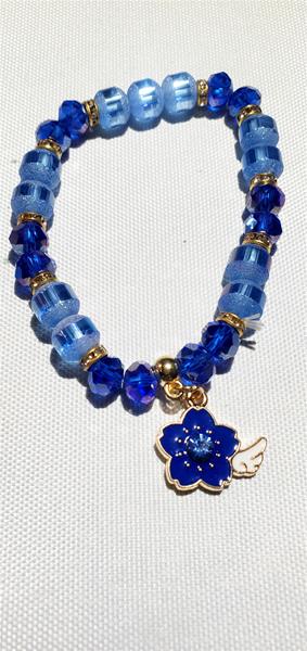 Deep blue floral charm bracelet
