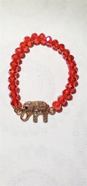 Bright Red Sparkle with Elephant Charm Bracelet
