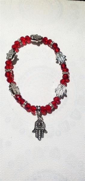 Bright Red Bead with Hamsa Charm Bracelet