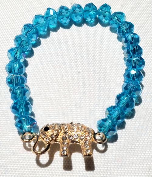 Aqua Sparkle Elephant Charm Bracelet