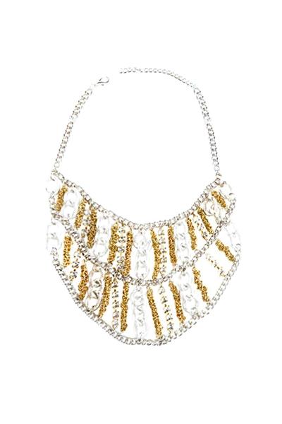 Gold-Silver Chains Bib Necklace
