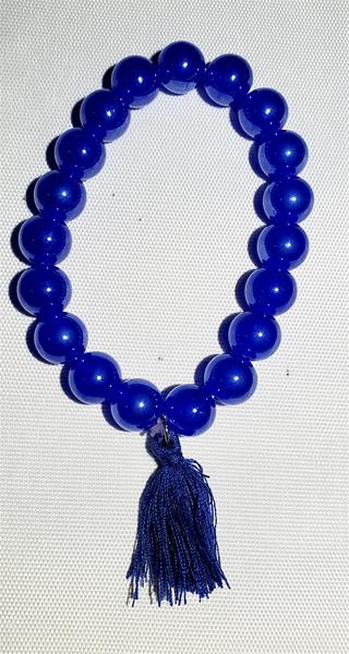 Deep Blue Marble Bead with Tassel Bracelet
