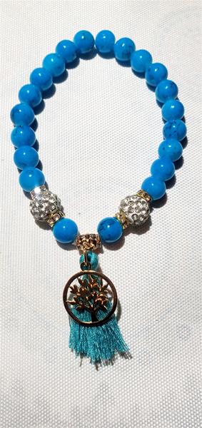 Vibrant Blue Tree of Life Charm Bracelet