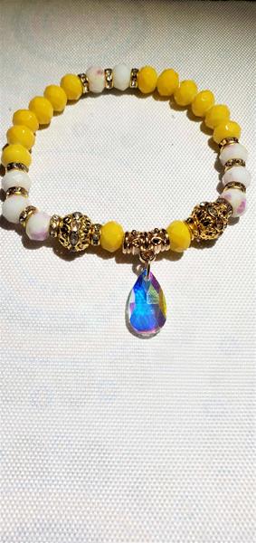Bright Yellow and Sparkle Bead Bracelet