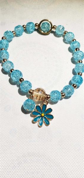 Bright Aqua Floral Charm Bracelet