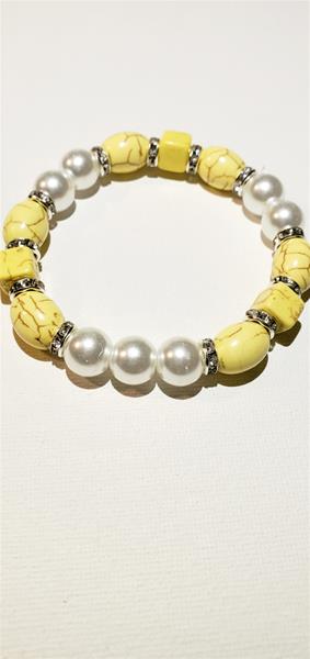 Bright Yellow With Pearl Inspired Bracelet