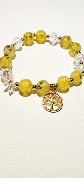 Bright Yellow With Tree of Life Charm Bracelet