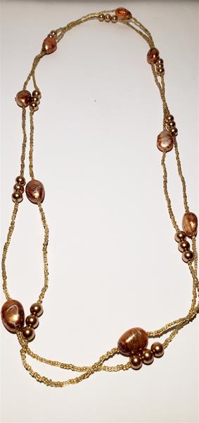 Earthy Beads With Gold Accents Necklace