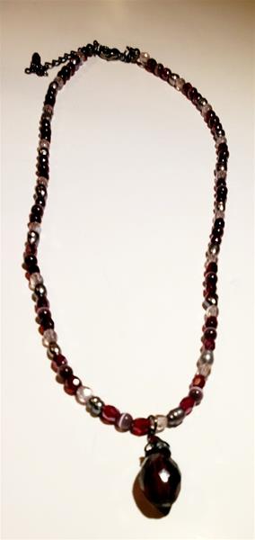 Dark Beads and Dark Pendant Necklace