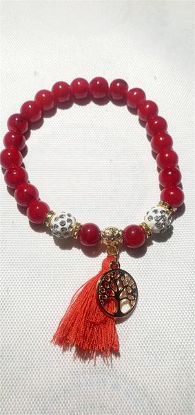 Bright red Tree of life charm bracelet