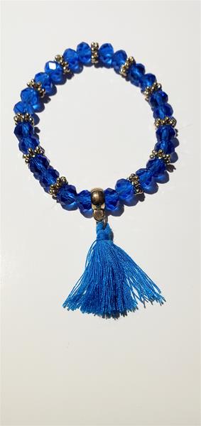 Bright Blue Sparkle Bead Bracelet with Tassel