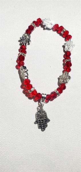 Bright Red Bead with Palm Charm Bracelet