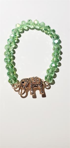 Bright Green Bead with Elephant Bead Bracelet