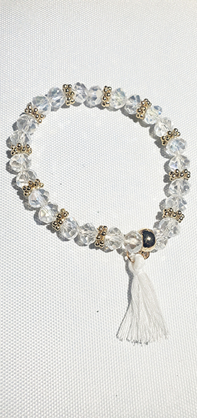 Clear and White Bead Bracelet
