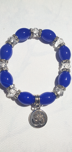 Deep Blue Bead with Silver Charm Bracelet