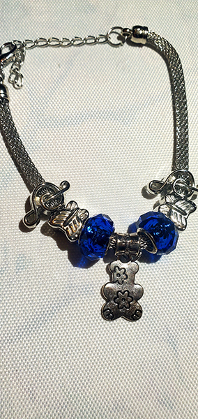 Deep Blue and Silver Charms Bracelet