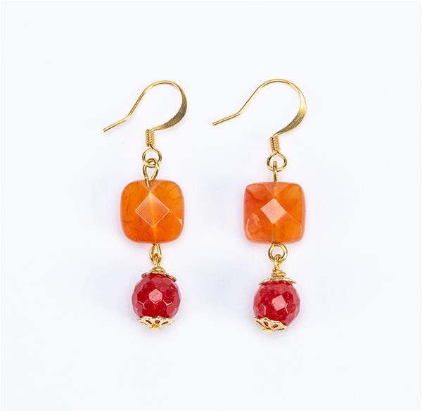 Orange Coral Beads Earrings