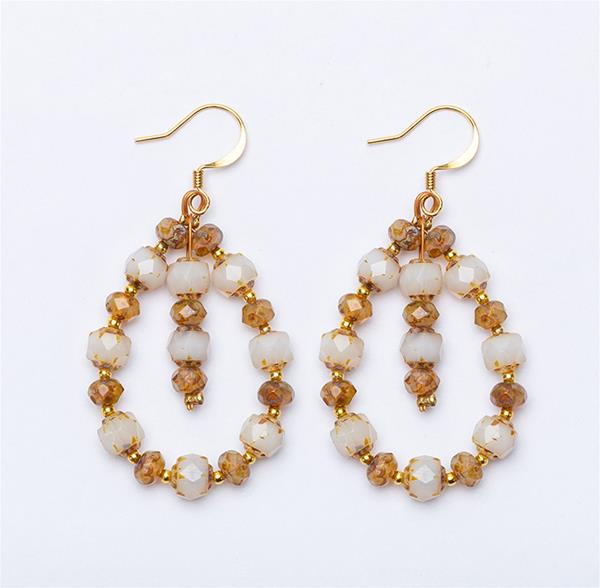 Creme and Gold Beads Earrings