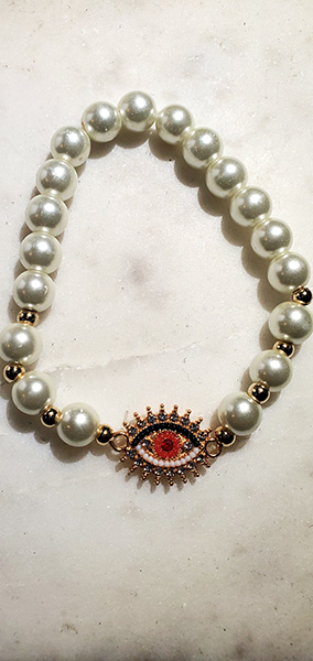 Pearl Inspired Bracelet with Third Eye Bead