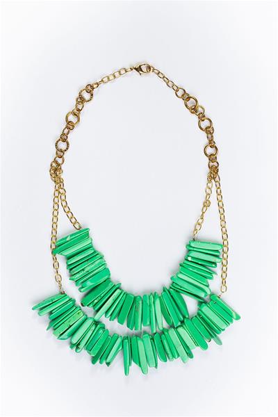 Double Stranded Green Stone Necklace