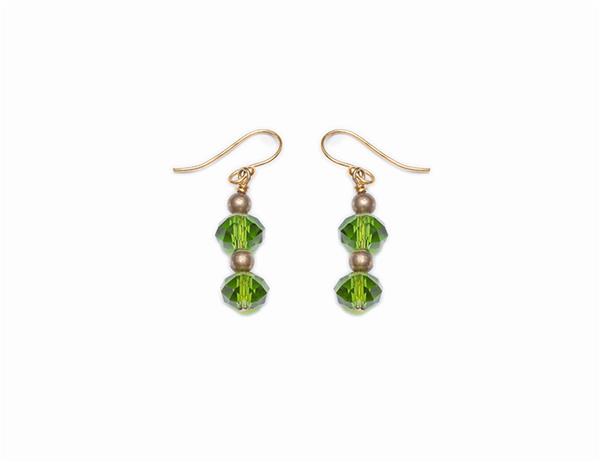 Olive Green Crystal Earrings