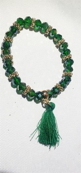 Bright Green and Tassel Bracelet